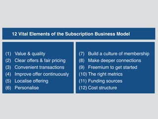 12 Vital elements of the Subscription Business Model | PDF