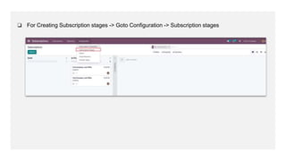 ❏ For Creating Subscription stages -> Goto Configuration -> Subscription stages
 