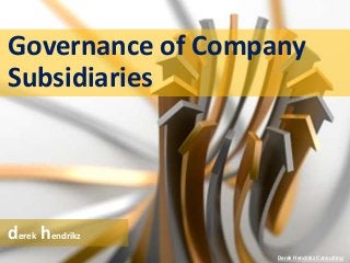 Governance of Company
Subsidiaries
Derek Hendrikz Consulting
derek hendrikz
 