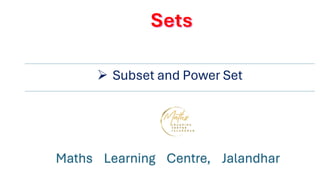 Subset and power set (Sets, relations and funtions)