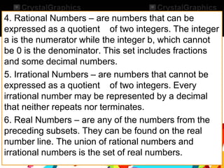Subsets of Set of Real Numbers - Subsets of Real Numbers and Examples