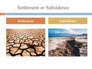 Settlement or Subsidence
Settlement Subsidence
14
 