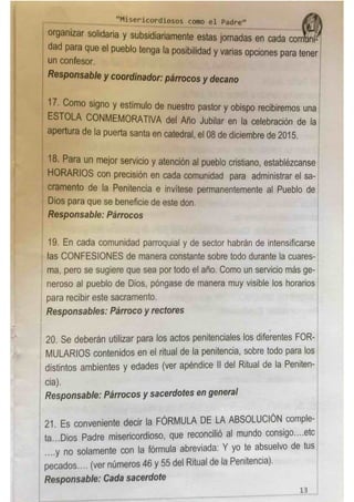 Subsidio Diocesano del año de la Misericordia