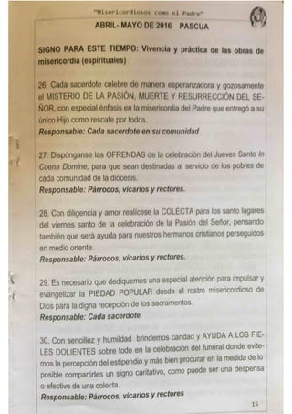 Subsidio Diocesano del año de la Misericordia