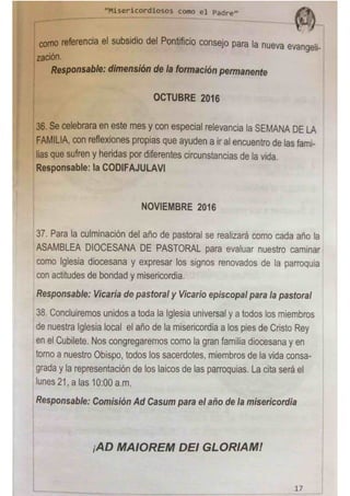 Subsidio Diocesano del año de la Misericordia