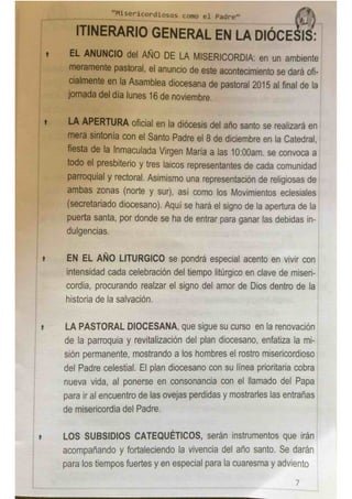 Subsidio Diocesano del año de la Misericordia