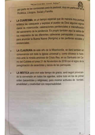 Subsidio Diocesano del año de la Misericordia