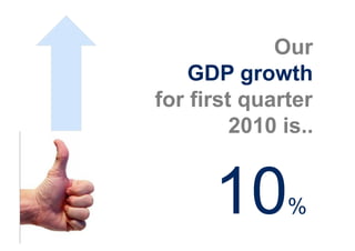 Our
    GDP growth
for first quarter
         2010 is..


      10       %
 