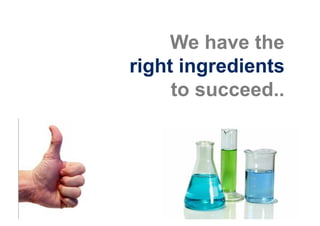 We have the
right ingredients
     to succeed..
 