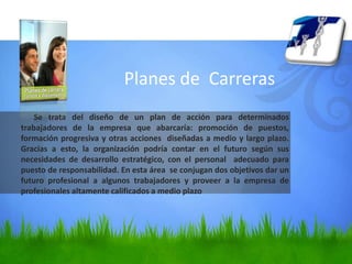 ConsideracionesTiempo: a corto plazo ( menos de un año ) y a largo plazo.Ámbito: Generales ( conocimiento de la empresa como procesos)  y especificas.Situación Laboral:Para formación inicial ( costumbres y procedimientos) , manutención  y desarrollo, complementación ( reubicación o reemplazo) y especialización ( promoción o ascensos)
