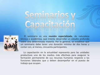 El entrenamientoEl entrenamiento es un proceso de educación a corto plazo, aplicado de manera sistemática y organizada, mediante el cual las personas aprenden conocimientos, actitudes y habilidades, en función de objetivos definidos. El entrenamiento implica la transmisión de conocimientos específicos relativos al trabajo, actitudes  frente a aspectos de la organización, de la tarea y del ambiente, y desarrollo de habilidades.  El contenido del entrenamiento puede incluir cuatro tipos de cambio de comportamiento:1.-  Transmisión de información.   2.-Desarrollo de habilidades. 3.- Desarrollo  o modificación de actitudes  4.-  Desarrollo de conceptos.  Estos cuatro tipos de cambios hacerle  un mapa conceptual a lo que esta resaltado.  Los principales objetivos del entrenamiento   1.-   Preparar el personal para la ejecución inmediata de las diversas tareas del cargo.  2.-   Proporcionar oportunidades para el desarrollo personal continuo, tanto en el cargo actual como en otras funciones en las cuales puede ser considerada la  personal 3.-   Cambiar la actitud de las personas, bien sea para crear un clima más satisfactorio entre los empleados, aumentar su motivación o hacerlos más  receptivos a las técnicas de supervisión y gerencia.   El entrenamiento está implícito en la  tarea gerencial en todos los niveles. Ya sea en la demostración de un procedimiento nuevo, fase por fase, o en la explicación de una operación tradicional, el supervisor o gerente debe explicar, enseñar, acompañar y comunicar. 