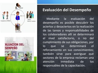 La capacitación     La capacitación es una actividad sistemática, planificada y permanente cuyo propósito general es preparar, desarrollar e integrar a los recursos humanos al proceso productivo, mediante la entrega de conocimientos, desarrollo de habilidades y actitudes necesarias para el mejor desempeño de todos los trabajadores en sus actuales y futuros cargos y adaptarlos a las exigencias cambiantes del entorno.La capacitación va dirigida al perfeccionamiento técnico del trabajador para que éste se desempeñe eficientemente en las funciones a él asignadas, producir resultados de calidad, dar excelentes servicios a sus clientes, prevenir y solucionar anticipadamente problemas potenciales dentro de la organización. A través de la capacitación hacemos que el perfil del trabajador se adecue al perfil de conocimientos, habilidades y actitudes requerido en un puesto de trabajo.