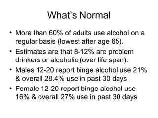Alcohol Use Normal Substance abuse 101 | PPT