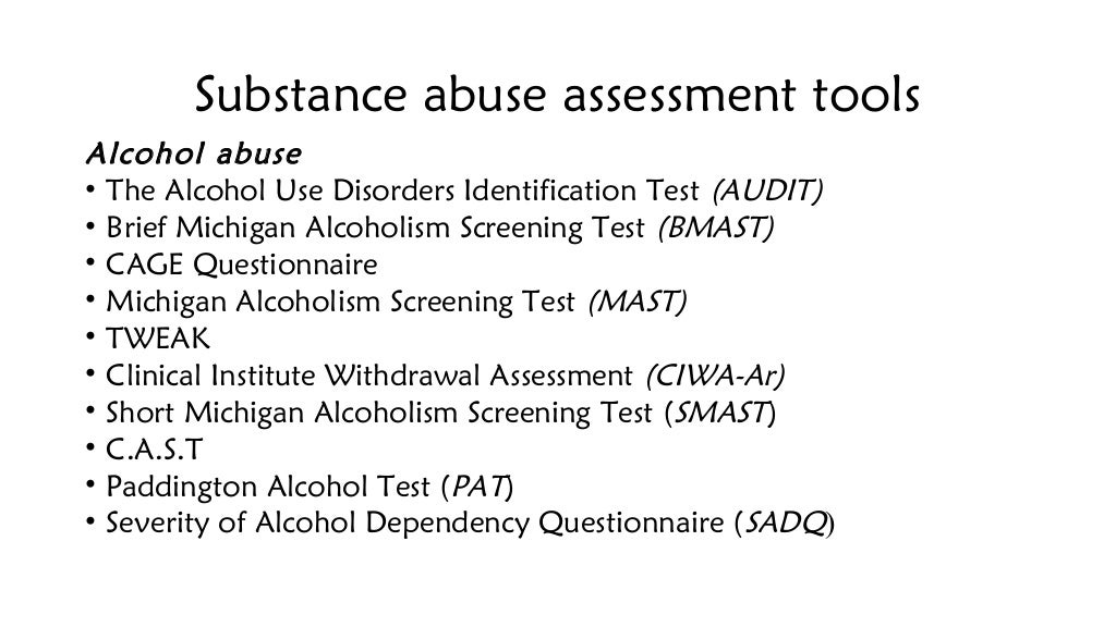 Substance abuse assessment