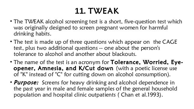 What Is A Tweak Alcohol Test? | [Table], TWEAK Test – FZFJK