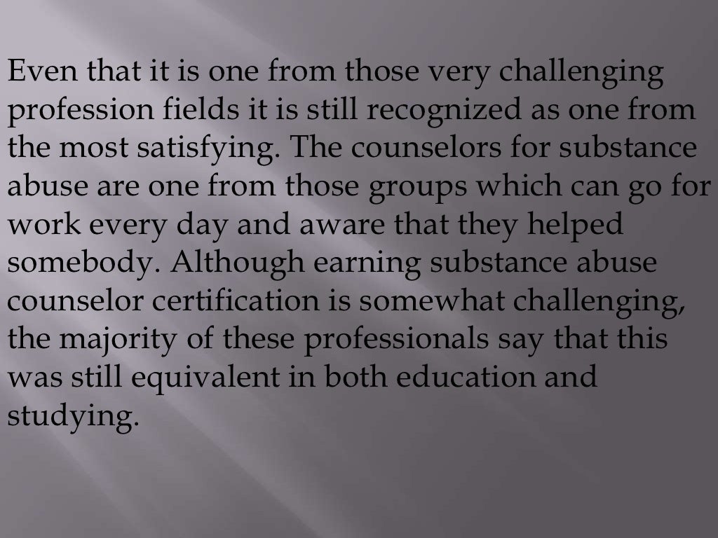 Substance Abuse Counselor Certification