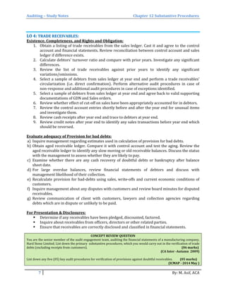 Substantive Procedures - AUDITING STUDY NOTES | PDF