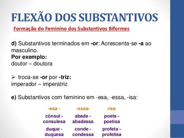 Substantivos femininos exemplos