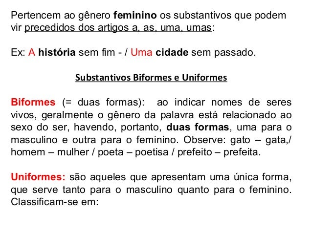 Substantivos femininos exemplos