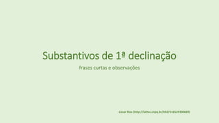 Substantivos de 1ª declinação
frases curtas e observações
Cesar Rios (http://lattes.cnpq.br/6927316529300669)
 