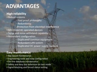 Safety operation▪ Password security system▪ SBO* for control sequence▪ Supporting guidance	- Interlock guidance	- Safety tag	- Busbar coloring	- Memorandum on HMI screen	- Plant item information▪ Windows screen and operation▪ System monitoringSaving resources▪ Reduced installation space▪ Minimized control cables and auxiliary equipment▪ On demand printing▪ Low power consumptionSBO*: Select Before Operation