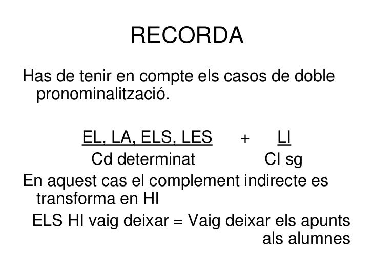 Substitució pronominal cd ci