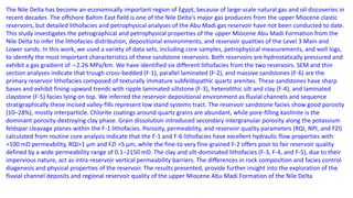 The Nile Delta has become an economically important region of Egypt, because of large-scale natural gas and oil discoveries in
recent decades. The offshore Baltim East field is one of the Nile Delta's major gas producers from the upper Miocene clastic
reservoirs, but detailed lithofacies and petrophysical analyses of the Abu Madi gas reservoir have not been conducted to date.
This study investigates the petrographical and petrophysical properties of the upper Miocene Abu Madi Formation from the
Nile Delta to infer the lithofacies distribution, depositional environments, and reservoir qualities of the Level 3 Main and
Lower sands. In this work, we used a variety of data sets, including core samples, petrophysical measurements, and well logs,
to identify the most important characteristics of these sandstone reservoirs. Both reservoirs are hydrostatically pressured and
exhibit a gas gradient of ∼2.26 MPa/km. We have identified six different lithofacies from the two reservoirs. SEM and thin
section analyses indicate that trough cross-bedded (F-1), parallel laminated (F-2), and massive sandstones (F-6) are the
primary reservoir lithofacies composed of texturally immature subfeldspathic quartz arenites. These sandstones have sharp
bases and exhibit fining-upward trends with ripple laminated siltstone (F-3), heterolithic silt and clay (F-4), and laminated
claystone (F-5) facies lying on top. We inferred the reservoir depositional environment as fluvial channels and sequence
stratigraphically these incised valley-fills represent low stand systems tract. The reservoir sandstone facies show good porosity
(10–28%), mostly interparticle. Chlorite coatings around quartz grains are abundant, while pore-filling kaolinite is the
dominant porosity-destroying clay phase. Grain dissolution introduced secondary intergranular porosity along the potassium
feldspar cleavage planes within the F-1 lithofacies. Porosity, permeability, and reservoir quality parameters (RQI, NPI, and FZI)
calculated from routine core analysis indicate that the F-1 and F-6 lithofacies have excellent hydraulic flow properties with
>100 mD permeability, RQI>1 μm and FZI >5 μm, while the fine-to very fine-grained F-2 offers poor to fair reservoir quality
defined by a wide permeability range of 0.1–2150 mD. The clay and silt-dominated lithofacies (F-3, F-4, and F-5), due to their
impervious nature, act as intra-reservoir vertical permeability barriers. The differences in rock composition and facies control
diagenesis and physical properties of the reservoir. The results presented, provide further insight into the exploration of the
fluvial channel deposits and regional reservoir quality of the upper Miocene Abu Madi Formation of the Nile Delta
 