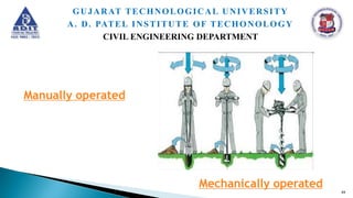 Manually operated
Mechanically operated
44
GUJARAT TECHNOLOGICAL UNIVERSITY
A. D. PATEL INSTITUTE OF TECHONOLOGY
CIVIL ENGINEERING DEPARTMENT
 