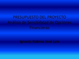 PRESUPUESTO DEL PROYECTO
Análisis de Sensibilidad de Opciones
Financieras
Ignacio Gabino José Luis
 