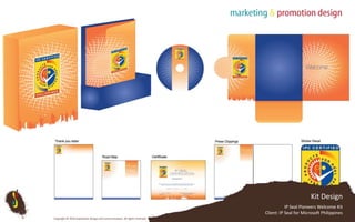 Kit DesignIP Seal Pioneers Welcome KitClient: IP Seal for Microsoft PhilippinesCopyright © 2010 Subterfuse Design and Communication. All rights reserved.