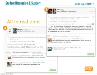 Student Discussion & Support       Join CUE group: R X A Q A W E V

                                       B



           All in real time!
      A




Saturday, March 16, 13
 