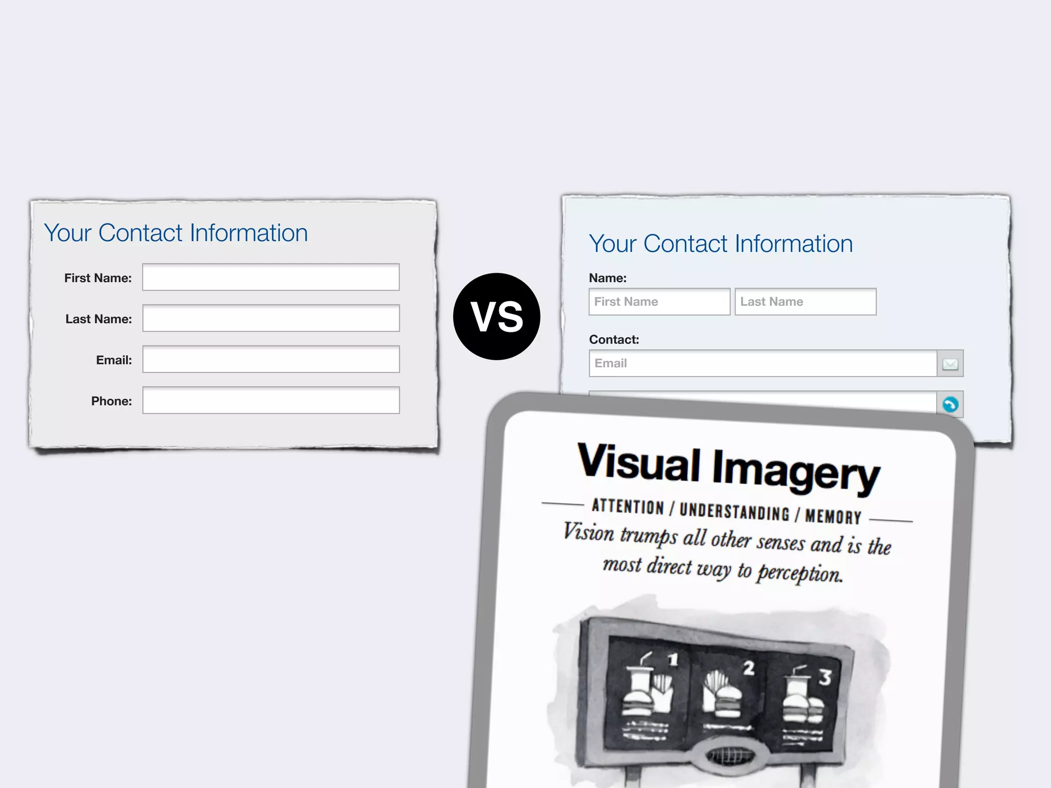 Your Contact Information        Your Contact Information
 First Name:                    Name:
                                First Name   Last Name
 Last Name:
                           VS   Contact:
      Email:                    Email
                                   Phone


     Phone:                     Phone
                                   Phone
 
