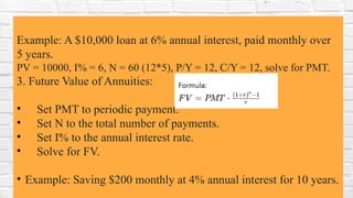 Presentation on IB DP Math AI 1.7 Amortization and annuity | PPTX