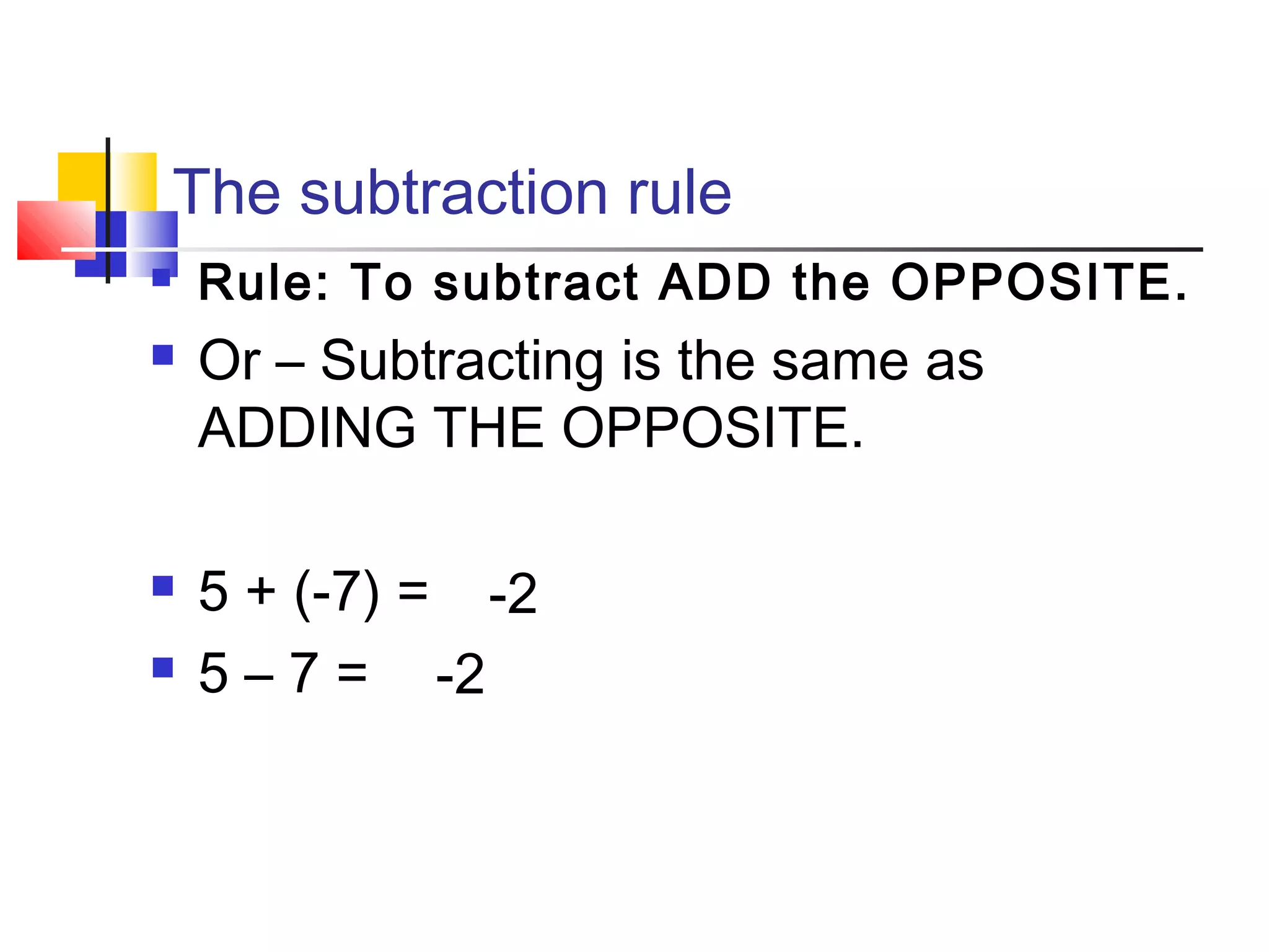 Subtracting integers | PPT