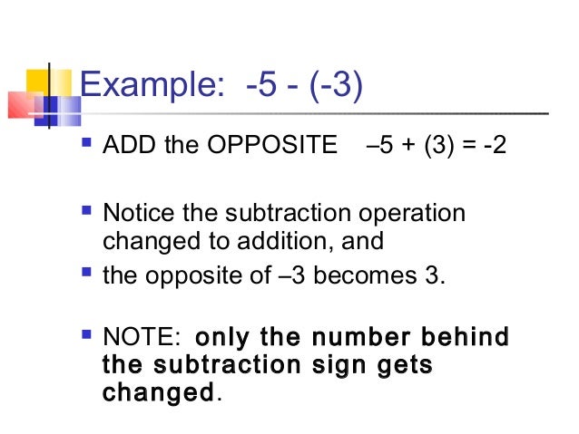 Subtracting integers