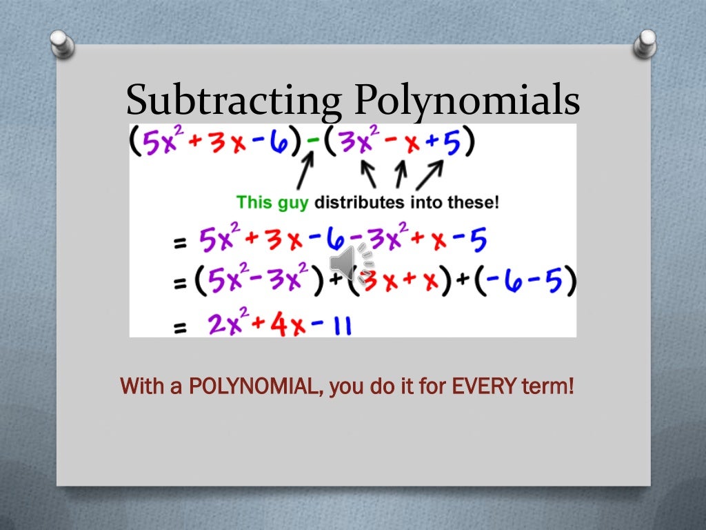 Subtracting polynomials