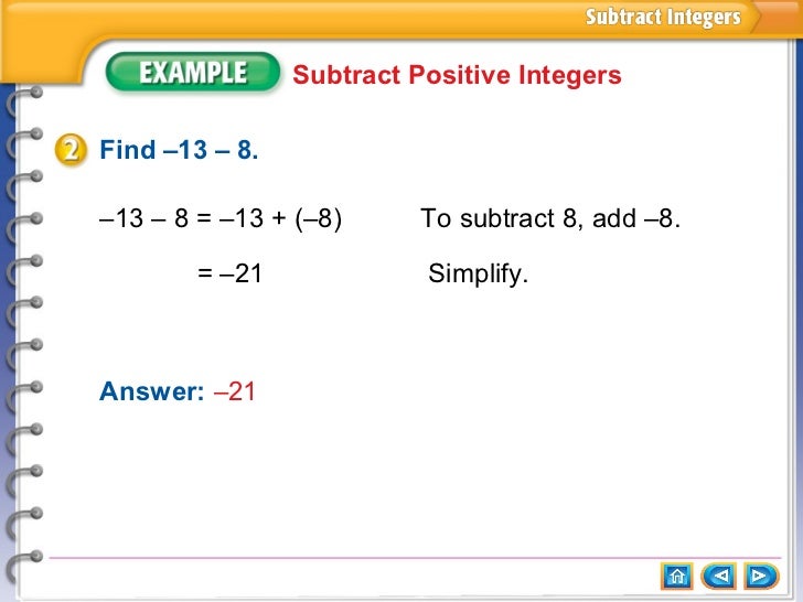 Subtract integers