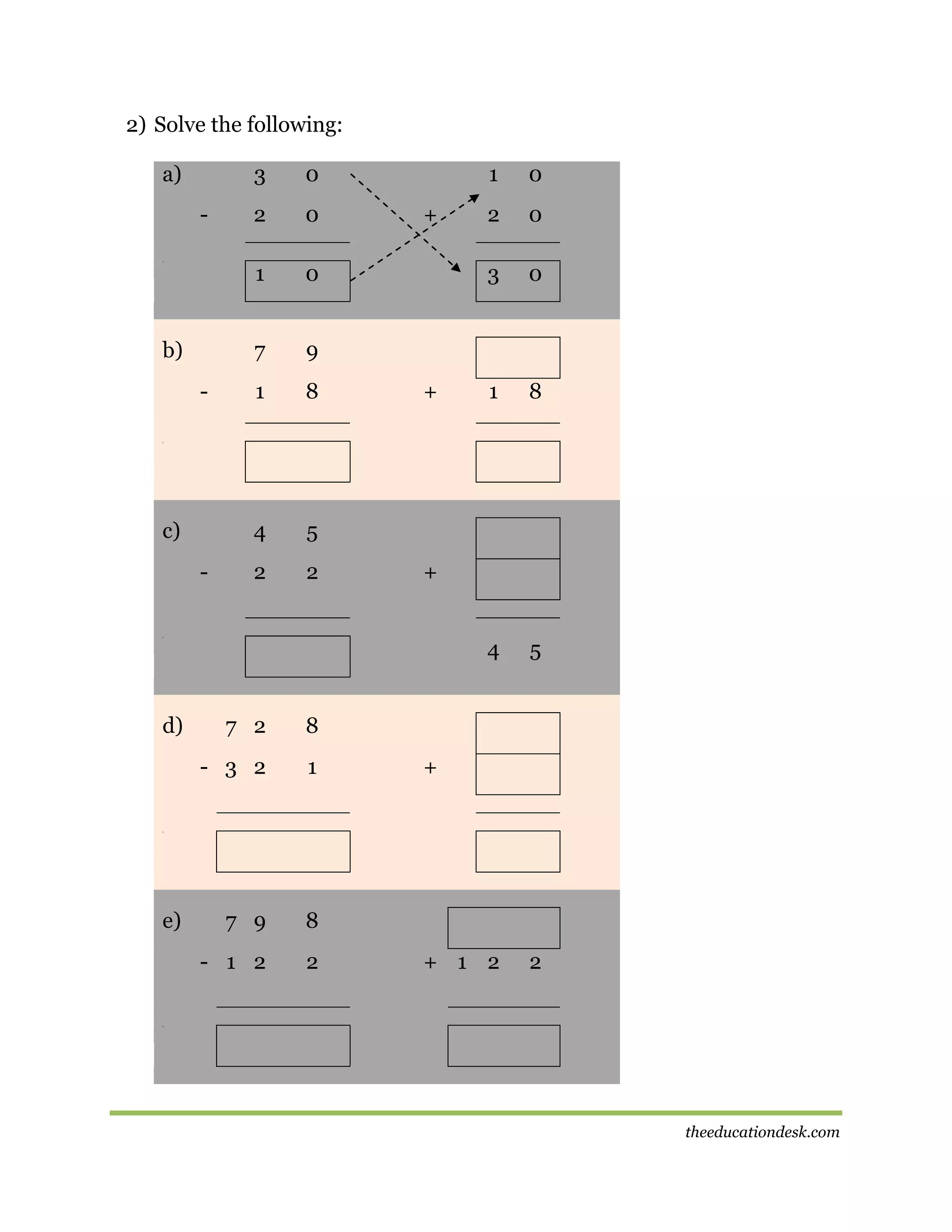 2) Solve the following:
a)

3

9

1

8

5

2

2

1

0

2

0

3

0

1

8

4

-

0

4

b)

0

7

[[

2
1

-

0

5

+ 1 2

2

+

+

[[

c)
-

+

[[

d)

7 2

8

- 3 2

1

7 9

8

- 1 2

2

+

[[

e)

[[

theeducationdesk.com

 