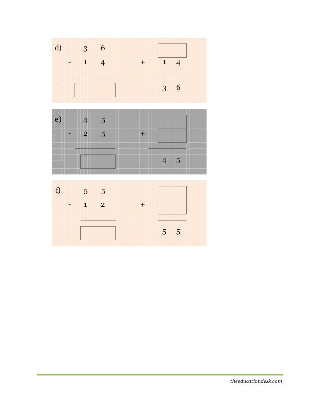 maths subtraction worksheet cbse grade ii