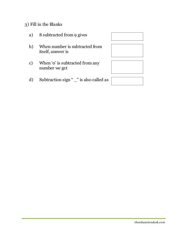 maths subtraction worksheet cbse grade ii