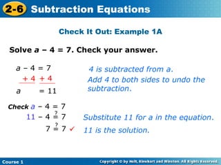 Subtraction equations | PPT
