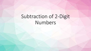 Subtraction of 2-Digit
Numbers
 