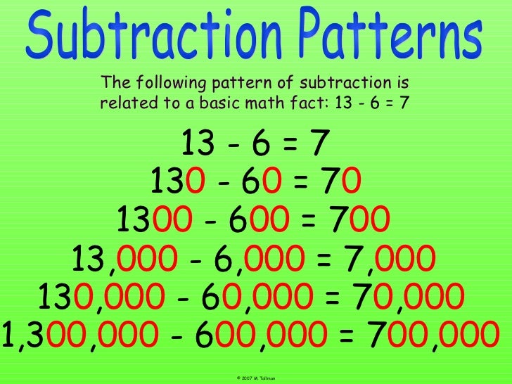 Subtraction patterns4th