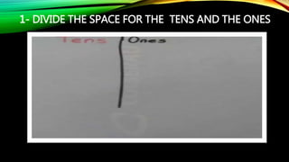 1- DIVIDE THE SPACE FOR THE TENS AND THE ONES
 