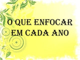 O que enfocar em cada ano  