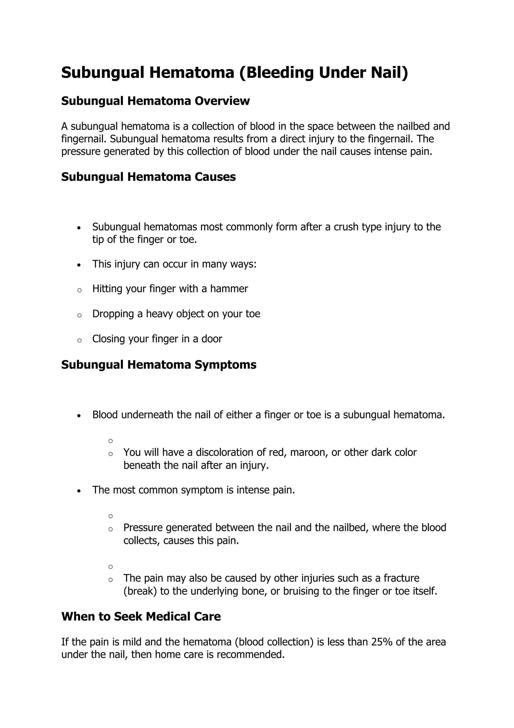 Subungual Hematoma | DOC