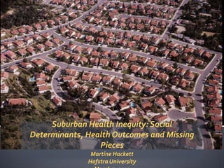 Suburban Health Inequity: Social
Determinants, Health Outcomes and Missing
                 Pieces
               Martine Hackett
              Hofstra University
 