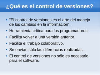Control de versiones y Subversion | PDF