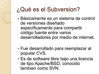 Subversion | PPTX | Computing | Technology & Computing