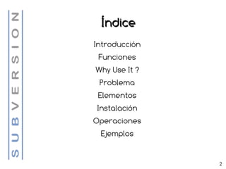 Índice
Introducción
 Funciones
Why Use It ?
 Problema
 Elementos
Instalación
Operaciones
 Ejemplos


               2
 